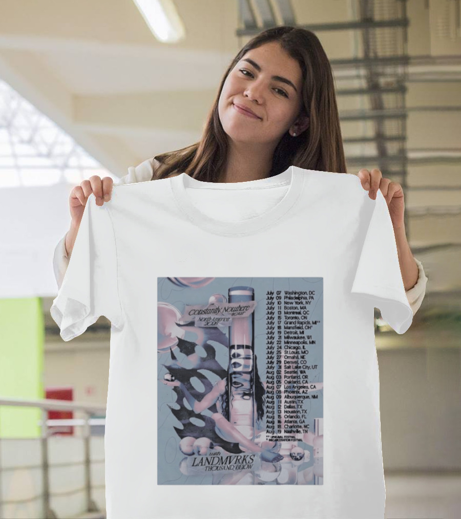 Poppy Constantly Nowhere Tour North America 2026 City Dates Landmvrks Thousand Below T-Shirt