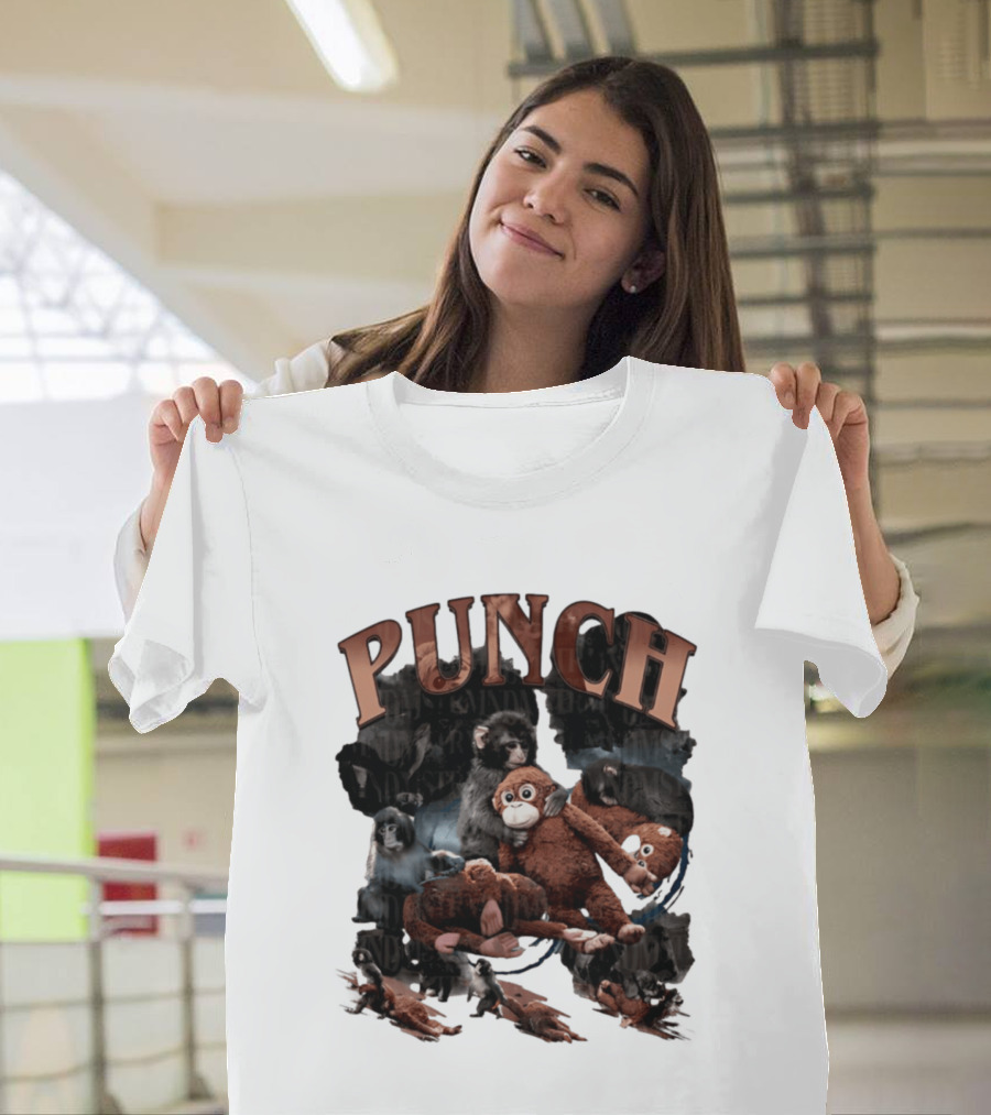 Punch The Monkey Picture Collage Monkeys Plush Toys T-Shirt