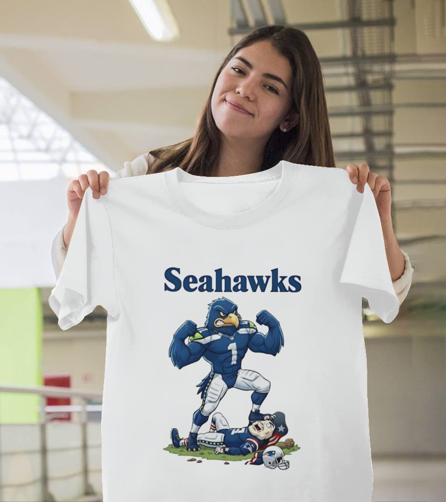 Seahawks Vs Patriots Rivalry Cartoon Victory T-Shirt