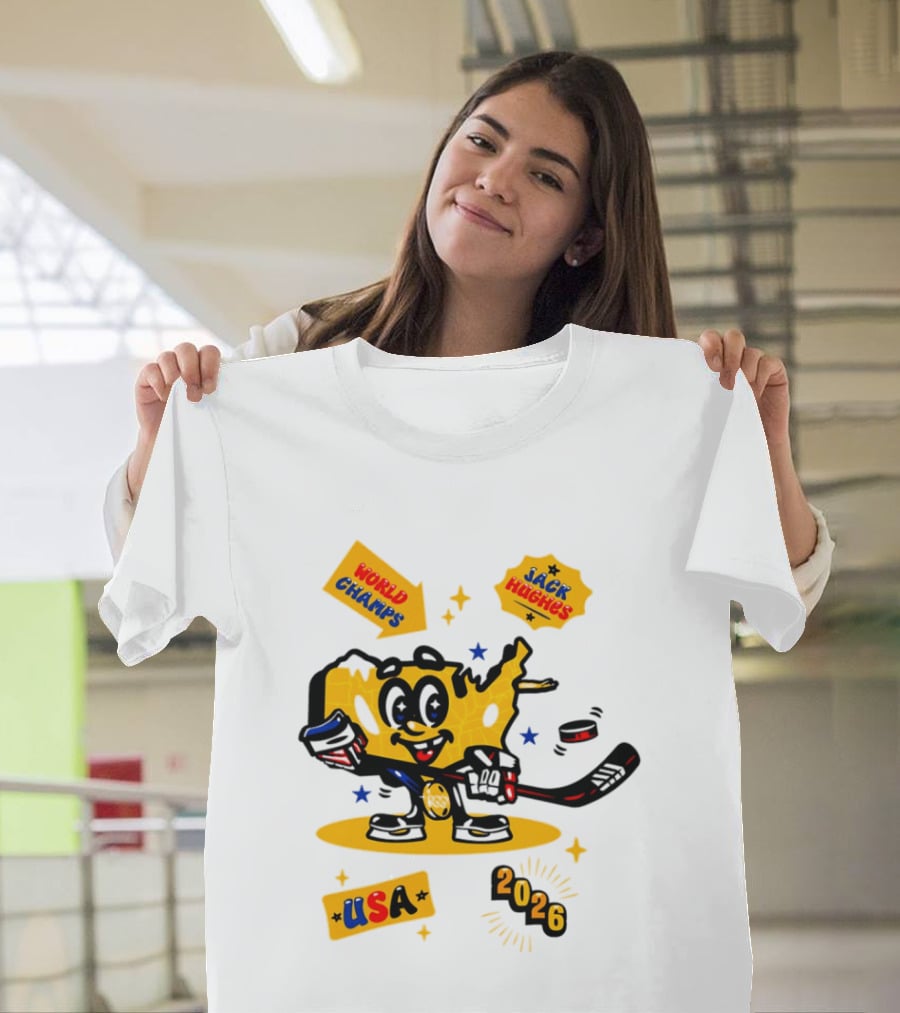 USA Hero Jack Hughes 2026 World Champs Hockey T-Shirt