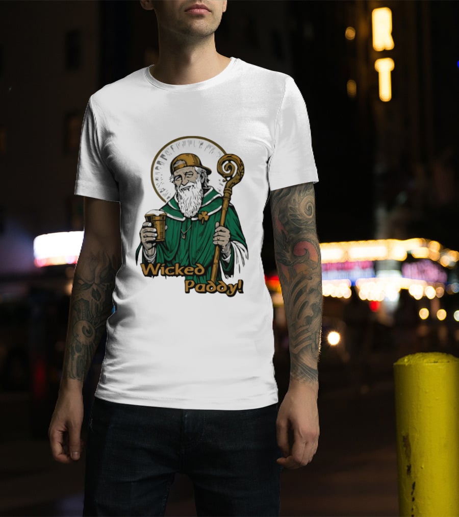 Wicked Paddy Saint Patrick Drinking Beer Iconic Irish T-Shirt