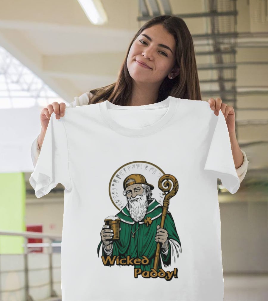 Wicked Paddy Saint Patrick Drinking Beer Iconic Irish T-Shirt