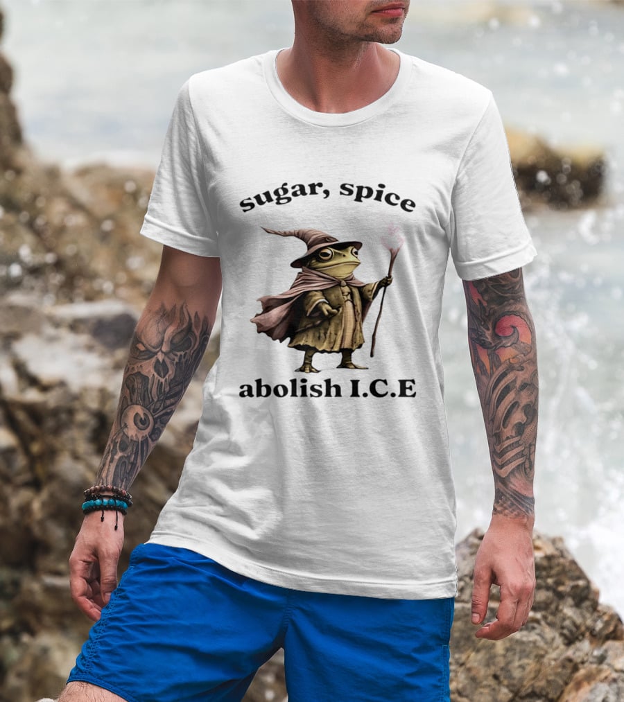 Sugar Spice Wizard Frog Abolish ICE 2026 T-Shirt