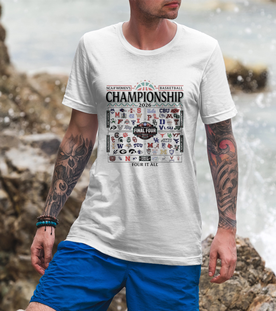 2026 NCAA Women's Basketball Championship March Madness Final Four Teams T-Shirt