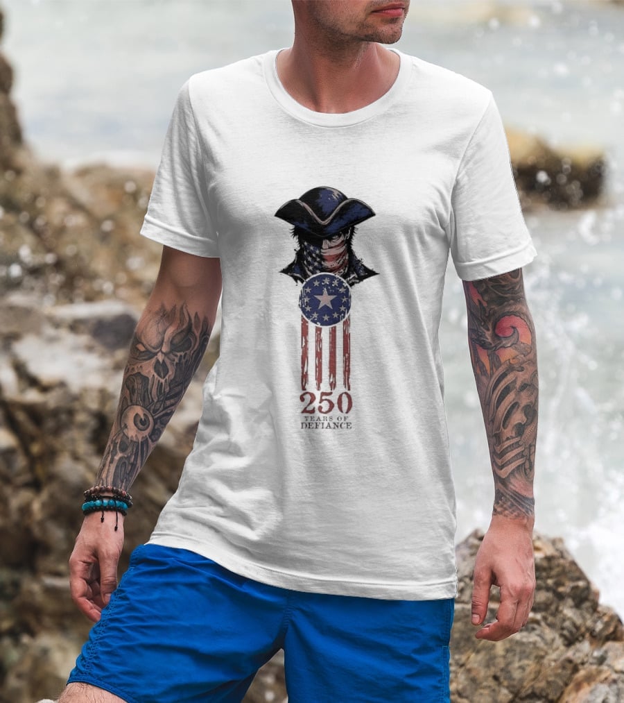 America 250 Years Of Defiance 1776 Patriot Hat And Stars T-Shirt