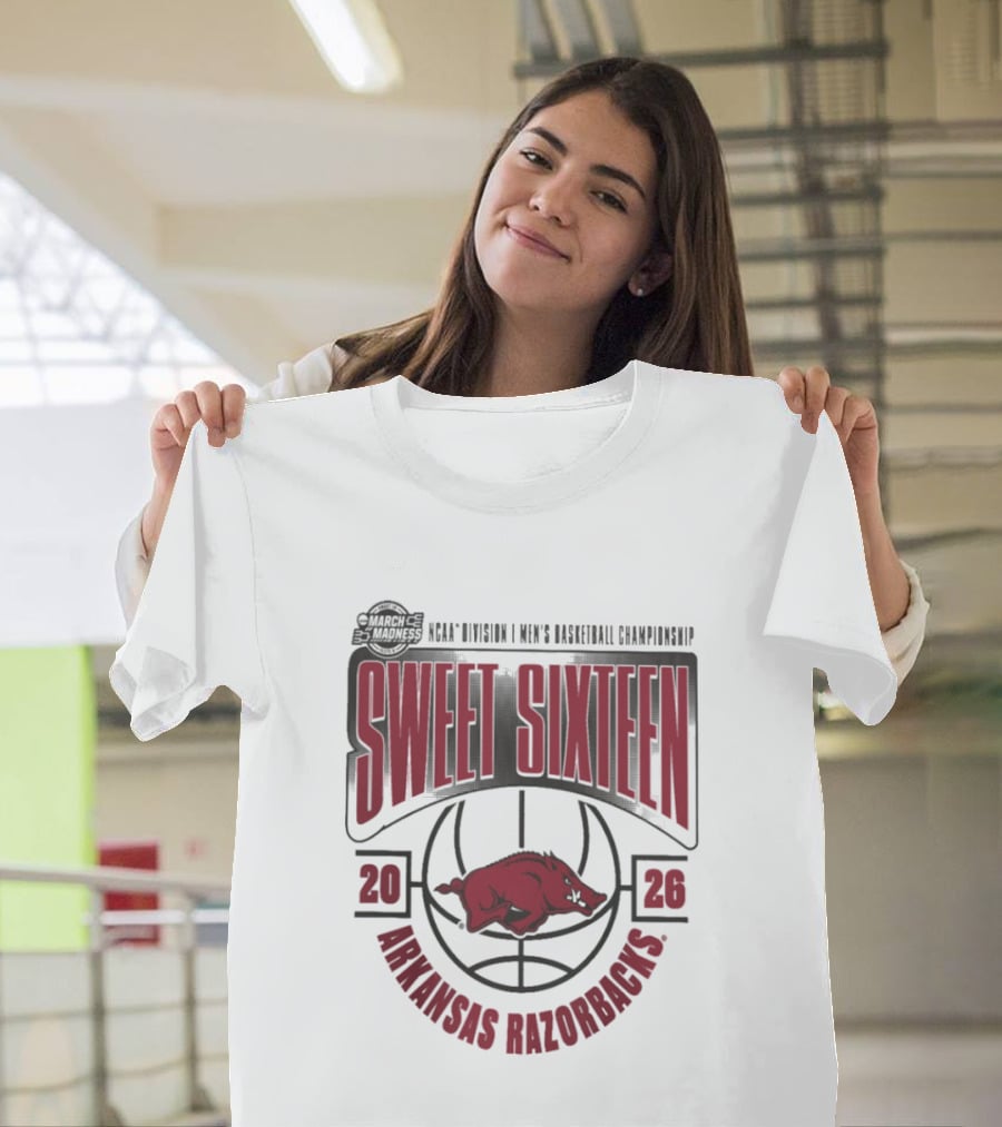 Arkansas Razorbacks NCAA 2026 Division I Men's Basketball Championship Sweet Sixteen T-Shirt