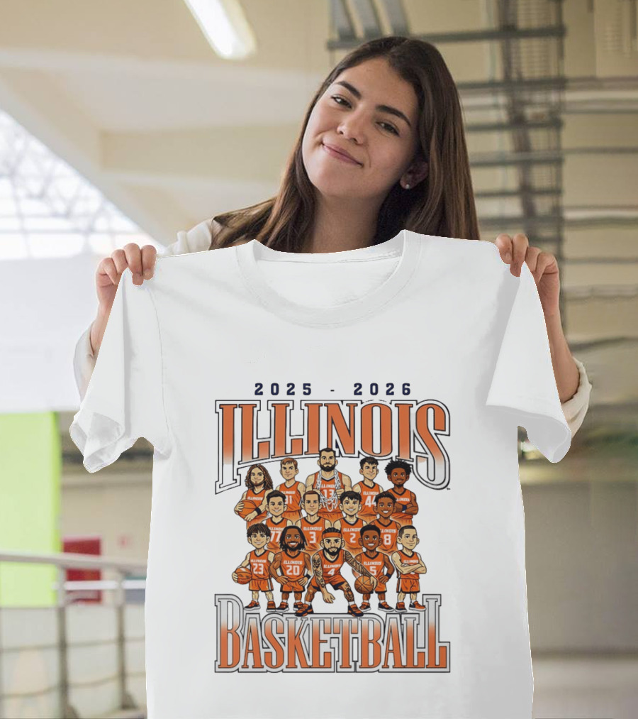 2025 2026 Illinois Basketball Team Caricature T-Shirt