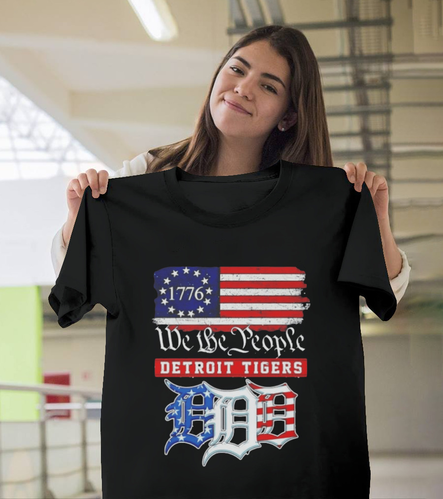 Detroit Tigers MLB 1776 We The People 250th Anniversary American Flag USA Baseball T-Shirt