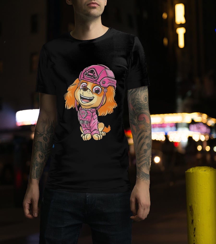 Paw Patrol Skye Air Rescue Pup In Pink Helmet And Suit T-Shirt