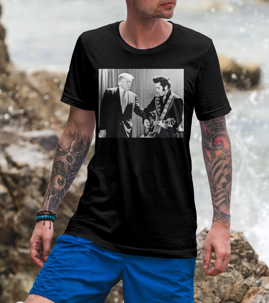 Donald Trump Elvis 2026 Collaboration With Guitar Performance T-Shirt