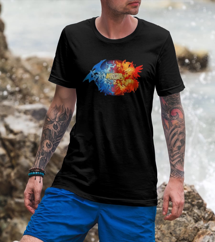 Monster Train 2 Blue Dragon Vs Red Phoenix Battle T-Shirt