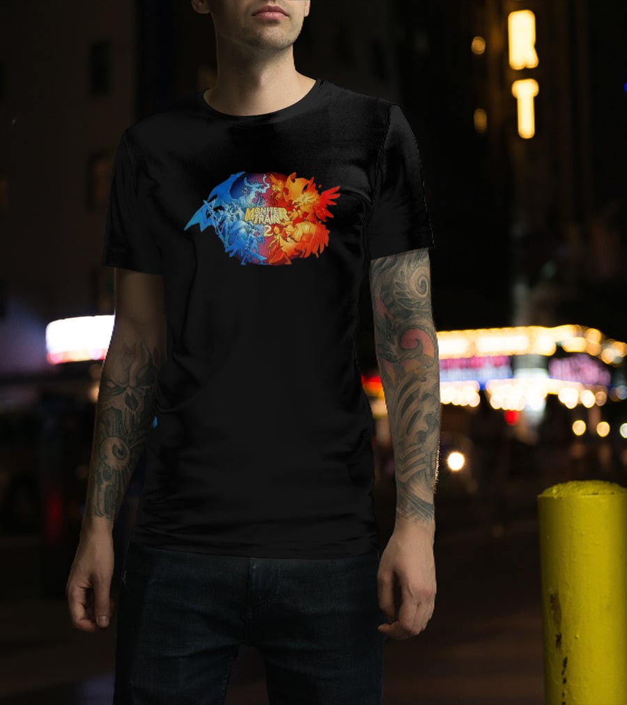Monster Train 2 Blue Dragon Vs Red Phoenix Battle T-Shirt