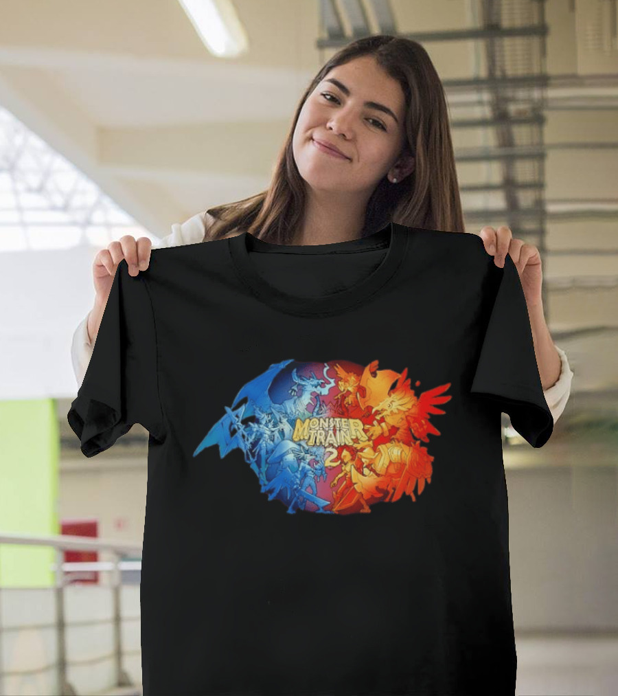 Monster Train 2 Blue Dragon Vs Red Phoenix Battle T-Shirt