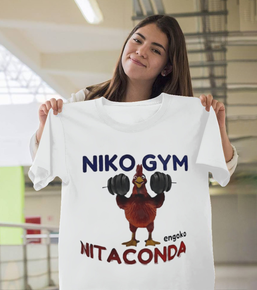 Niko Gym Engoko Nitaconda Rooster Lifting Weights Fitness Fun T-Shirt