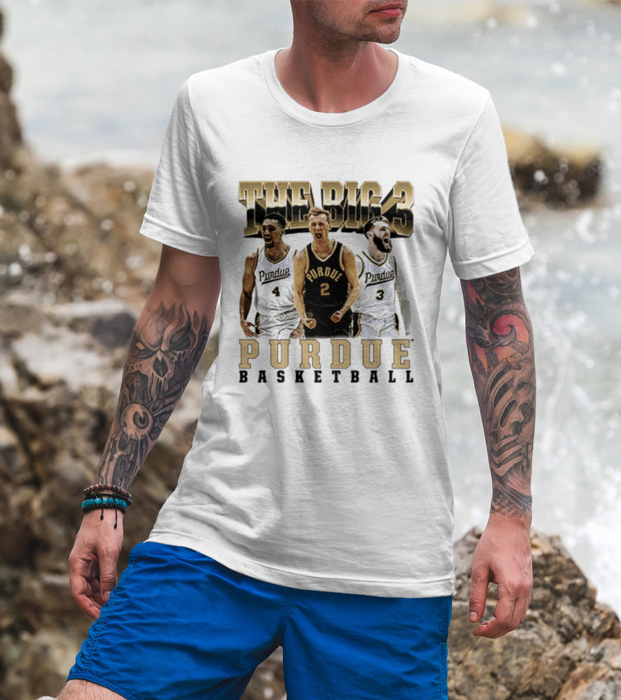 Purdue Basketball The Big 3 Player Collage T-Shirt