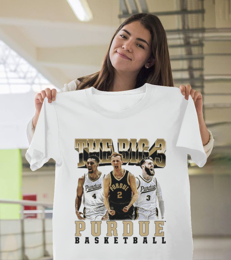 Purdue Basketball The Big 3 Player Collage T-Shirt
