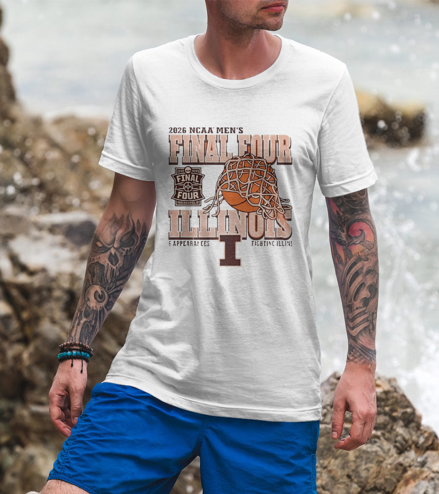 2026 NCAA Men's Final Four Illinois Fighting Illini Basketball 6 Appearances Indianapolis T-Shirt