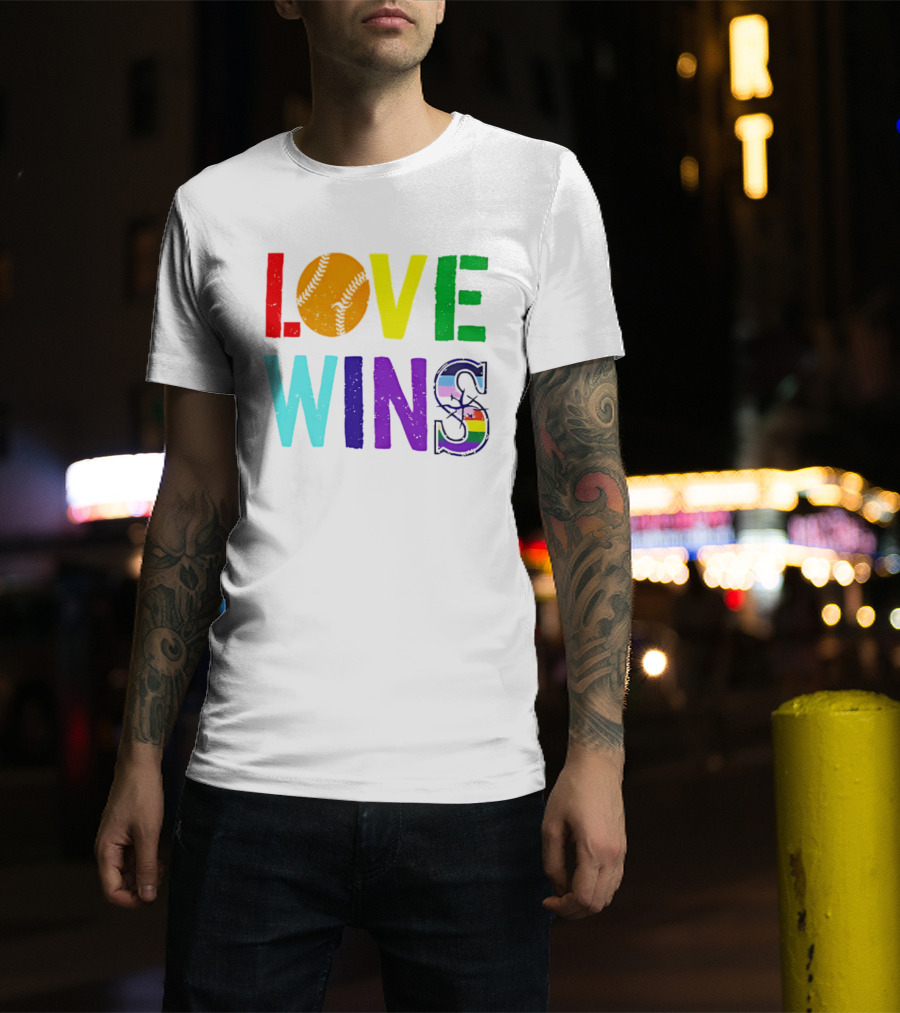 Love Wins Baseball Pride LGBTQ Rainbow T-Shirt