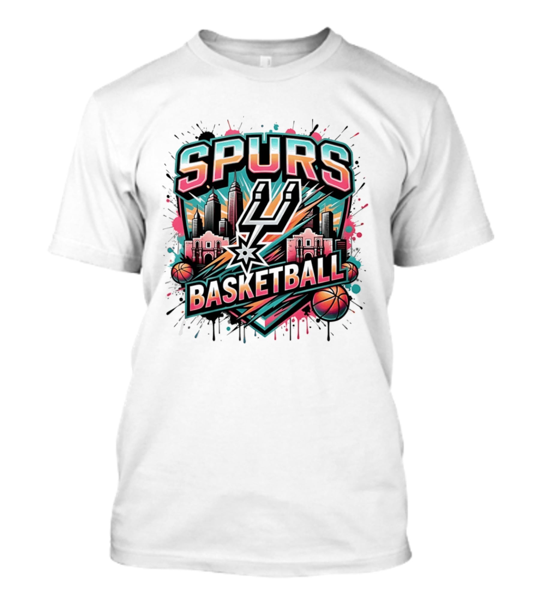 San Antonio Spurs Basketball City Skyline Silver Dynasty T-Shirt