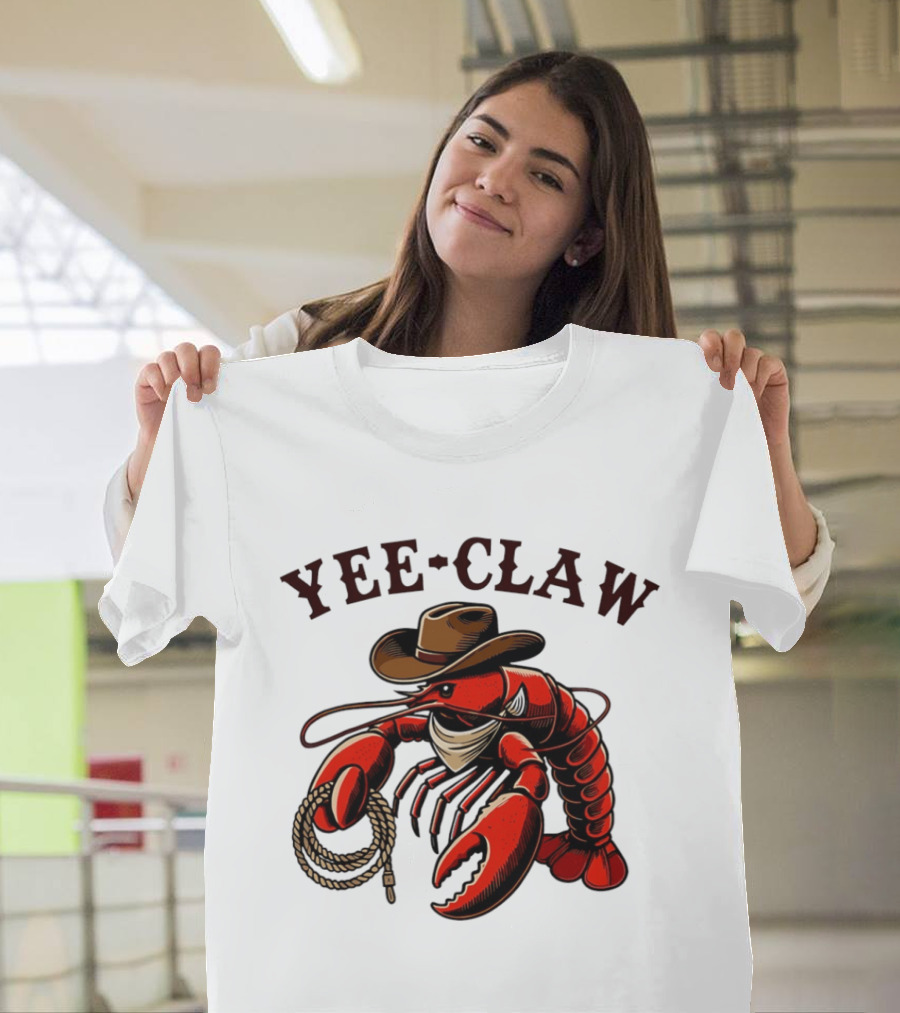 Yee Claw Lobster Cowboy Western Crawfish T-Shirt