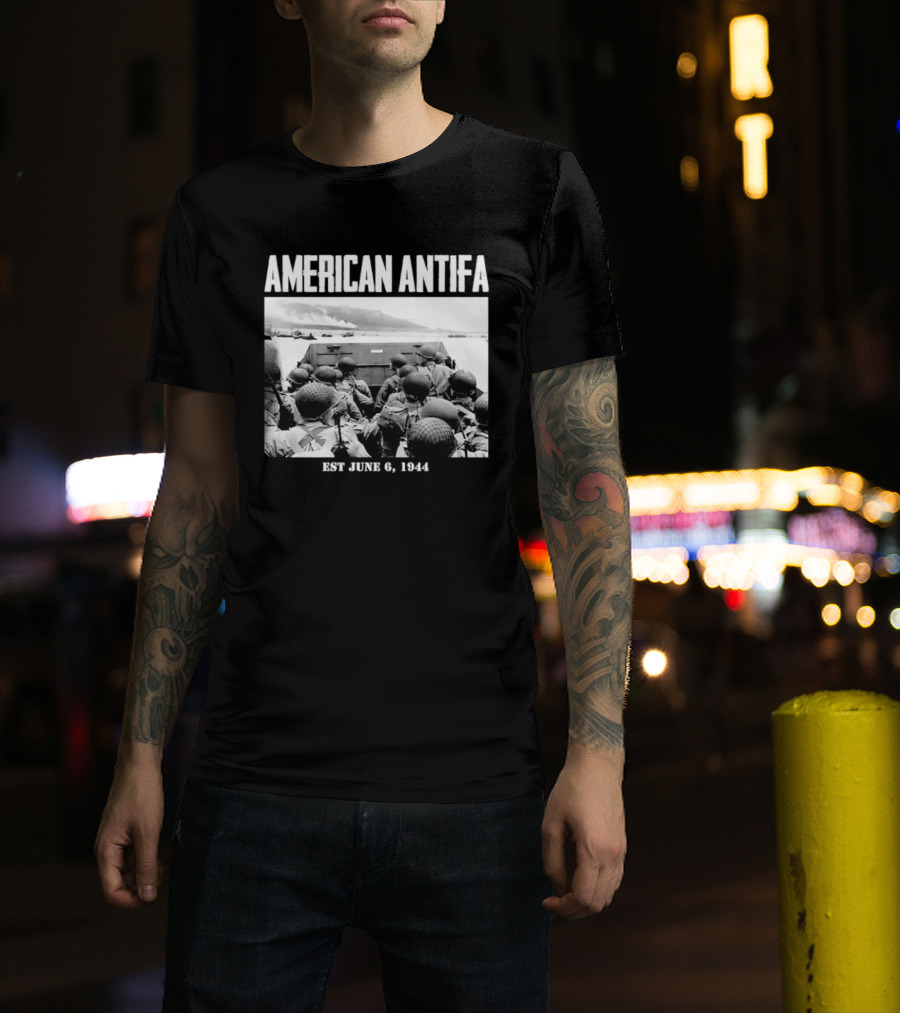 American Antifa Est June 6 1944 D Day Historical Reference T-Shirt