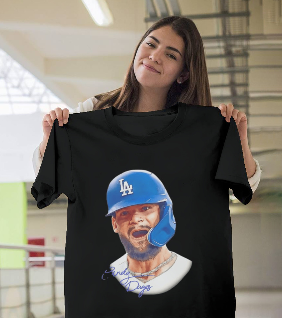 Andy Pages Los Angeles Dodgers MLB 2026 Big Face LA Helmet T-Shirt
