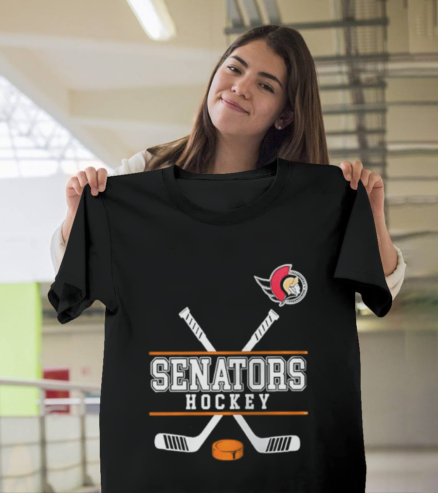 Ottawa Senators Hockey NHL Crossed Sticks T-Shirt