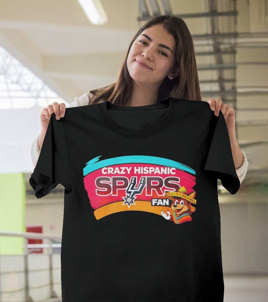 Crazy Hispanic San Antonio Spurs Fan Cartoon T-Shirt