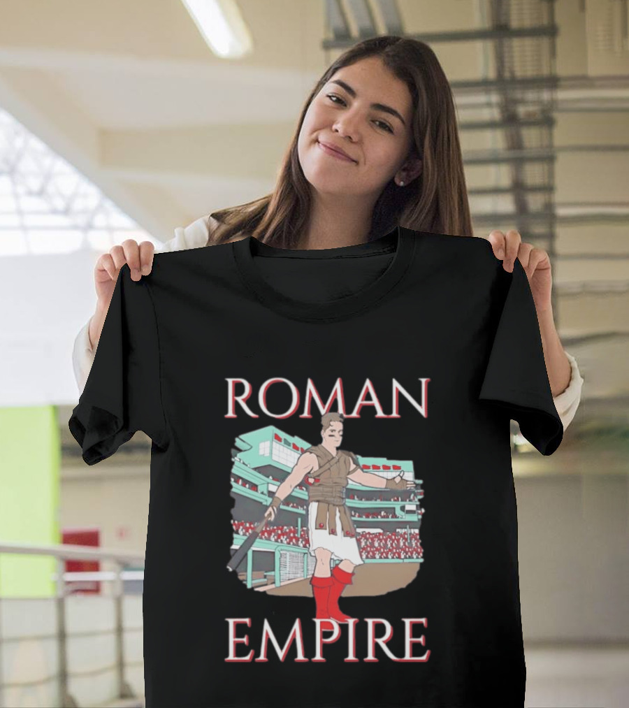Roman Empire Baseball Field Cartoon Player In Ancient Gladiator Outfit T-Shirt