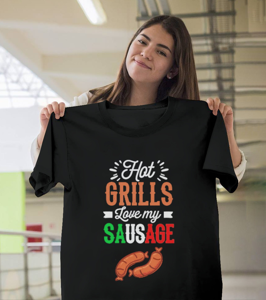 Hot Grills Love My Sausage Italian Flag Colors BBQ T-Shirt