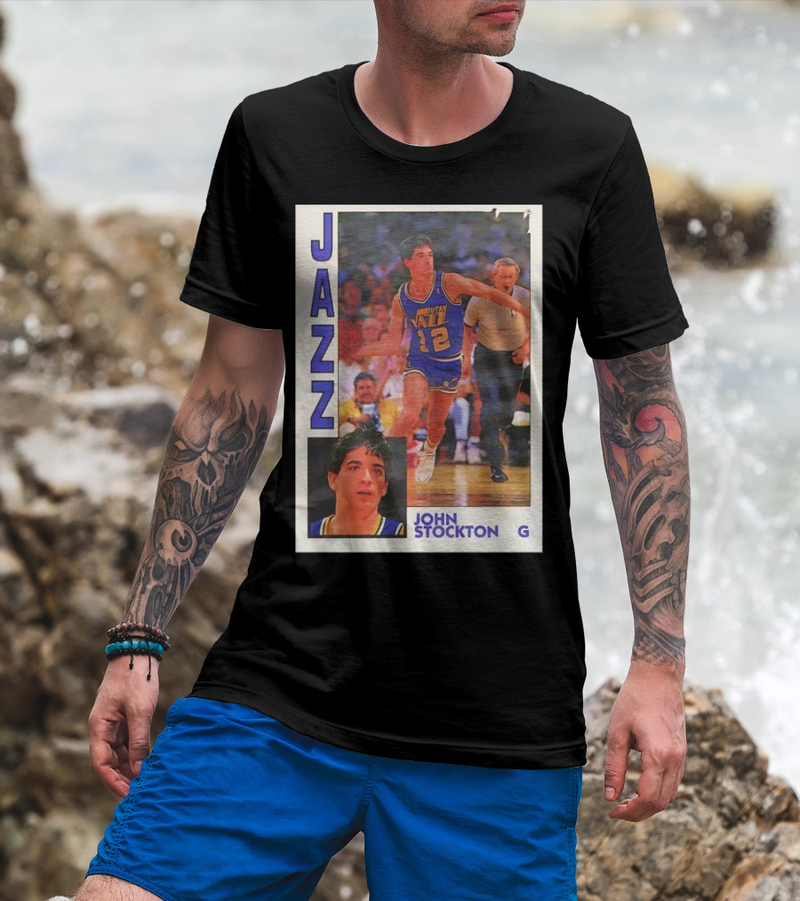 John Stockton Utah Jazz 1992 Basketball Card Vintage NBA Memorabilia T-Shirt