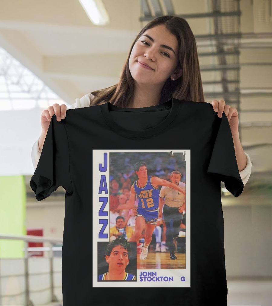 John Stockton Utah Jazz 1992 Basketball Card Vintage NBA Memorabilia T-Shirt