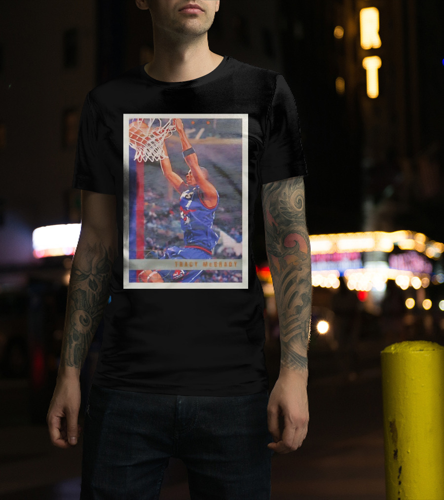 Tracy McGrady Toronto Raptors 1996 Basketball Card Dunk Slam T-Shirt