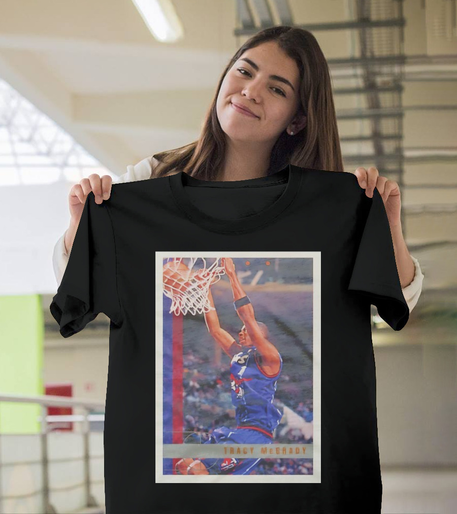 Tracy McGrady Toronto Raptors 1996 Basketball Card Dunk Slam T-Shirt