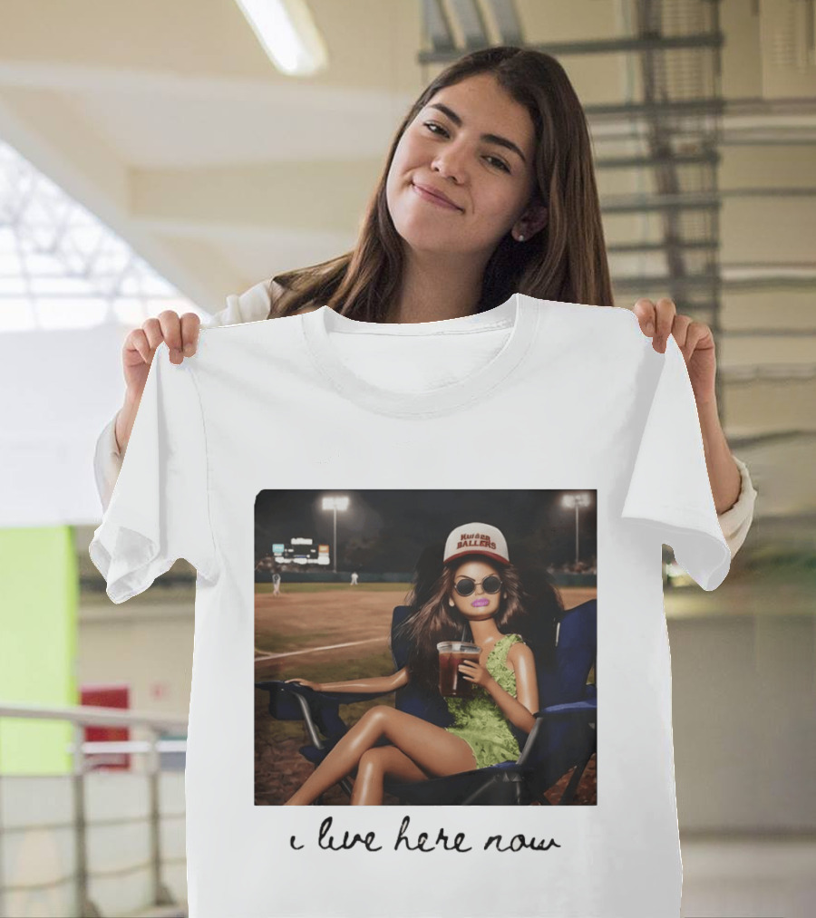 Barbie Doll Baseball Mom Kansas Ballers I Live Here Now T-Shirt