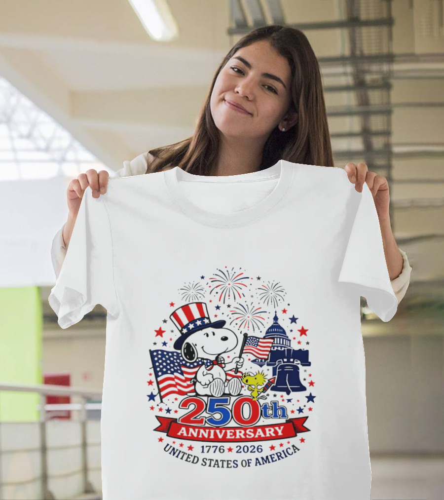 Snoopy 250th Anniversary 1776 2026 Patriotic Celebration United States Of America T-Shirt