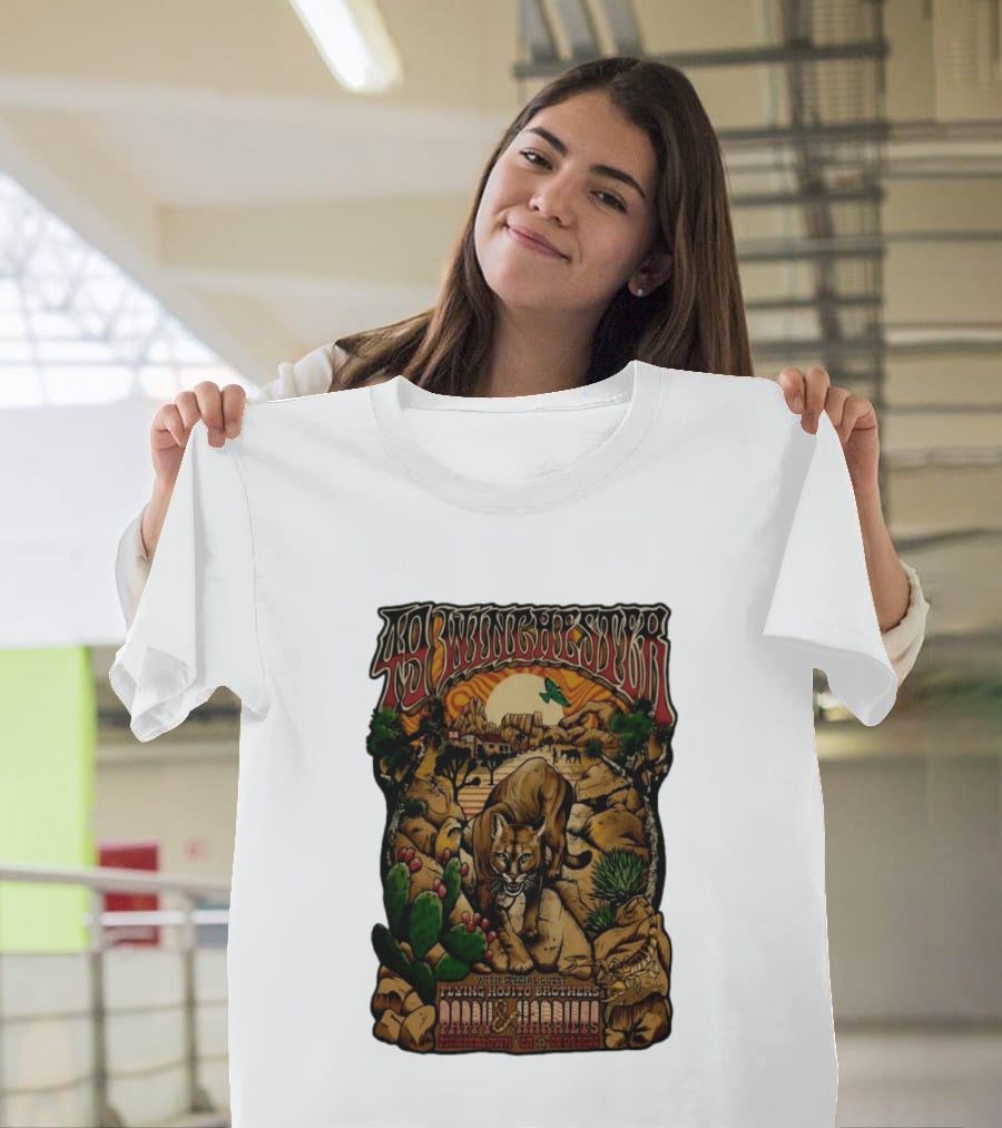 49 Winchester Pioneertown May 9 2026 Flying Mojito Brothers Pap Yu Harlins Cat Desert Scene T-Shirt