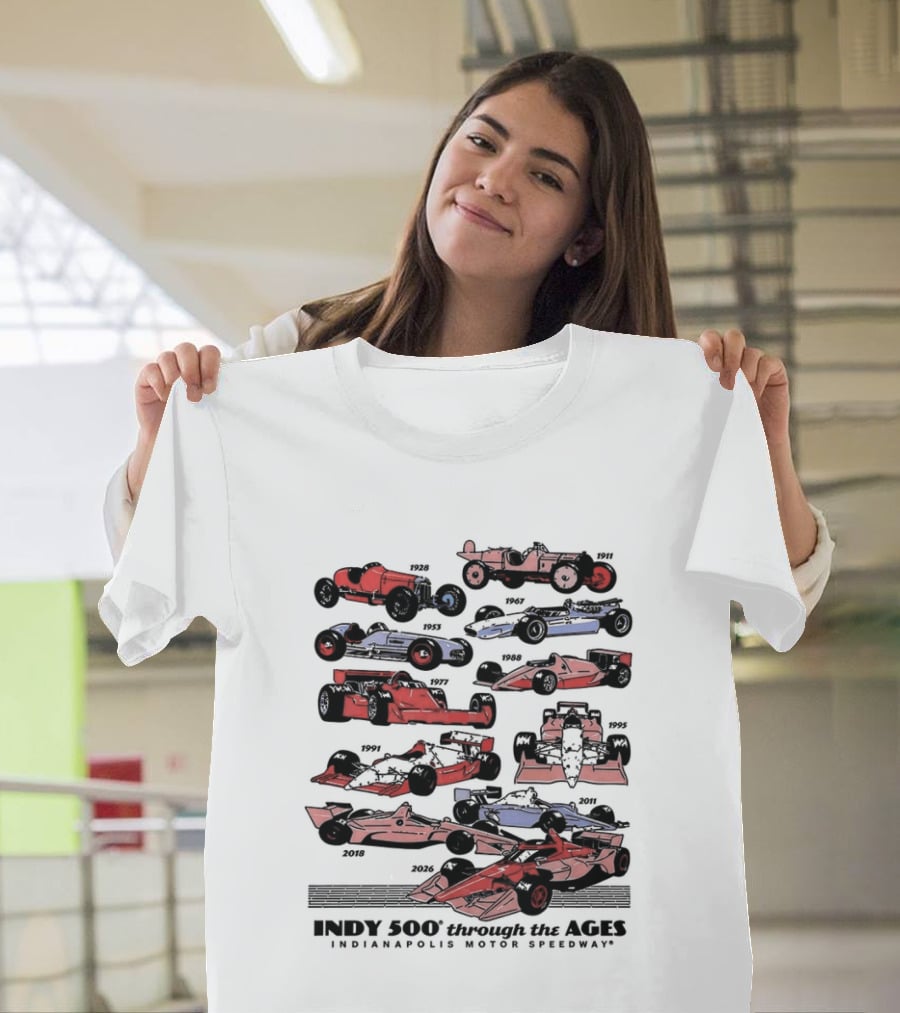 Indy 500 Through The Ages 2026 Racing Cars Evolution T-Shirt