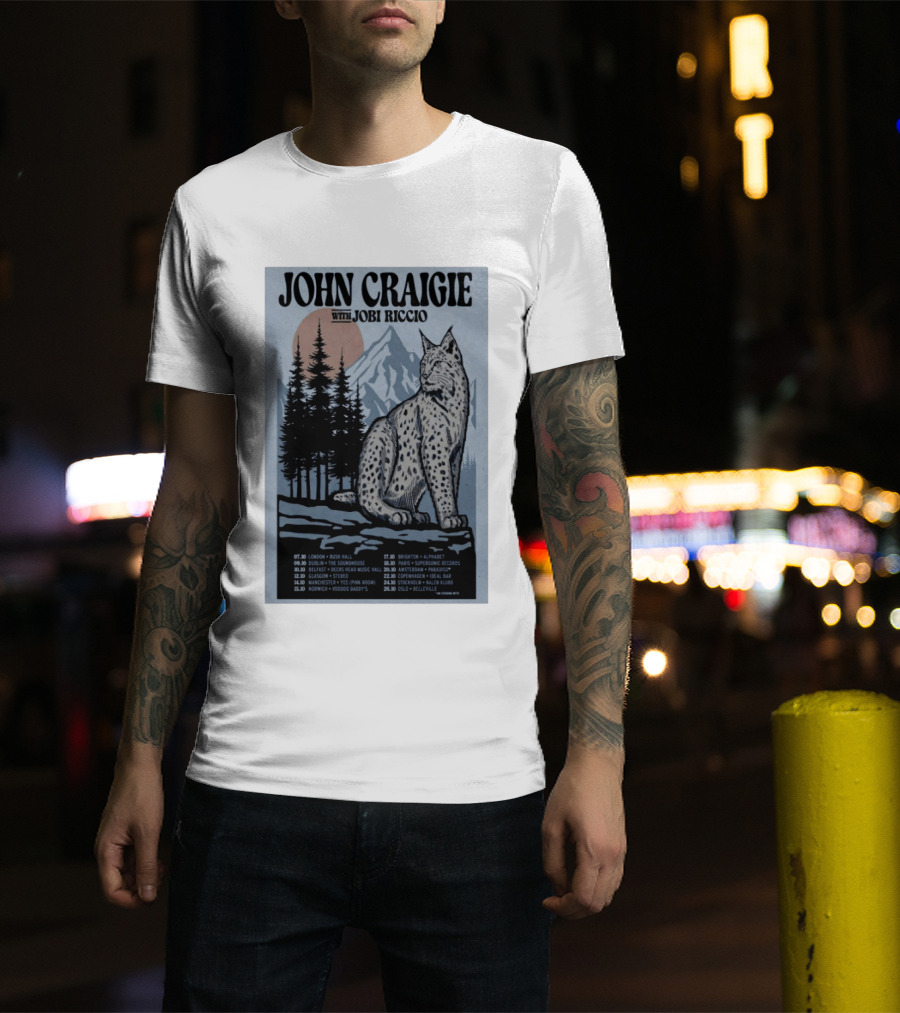 John Craigie With Jobi Riccio Tour 2026 Europe Concert Dates Lynx Mountain Forest T-Shirt