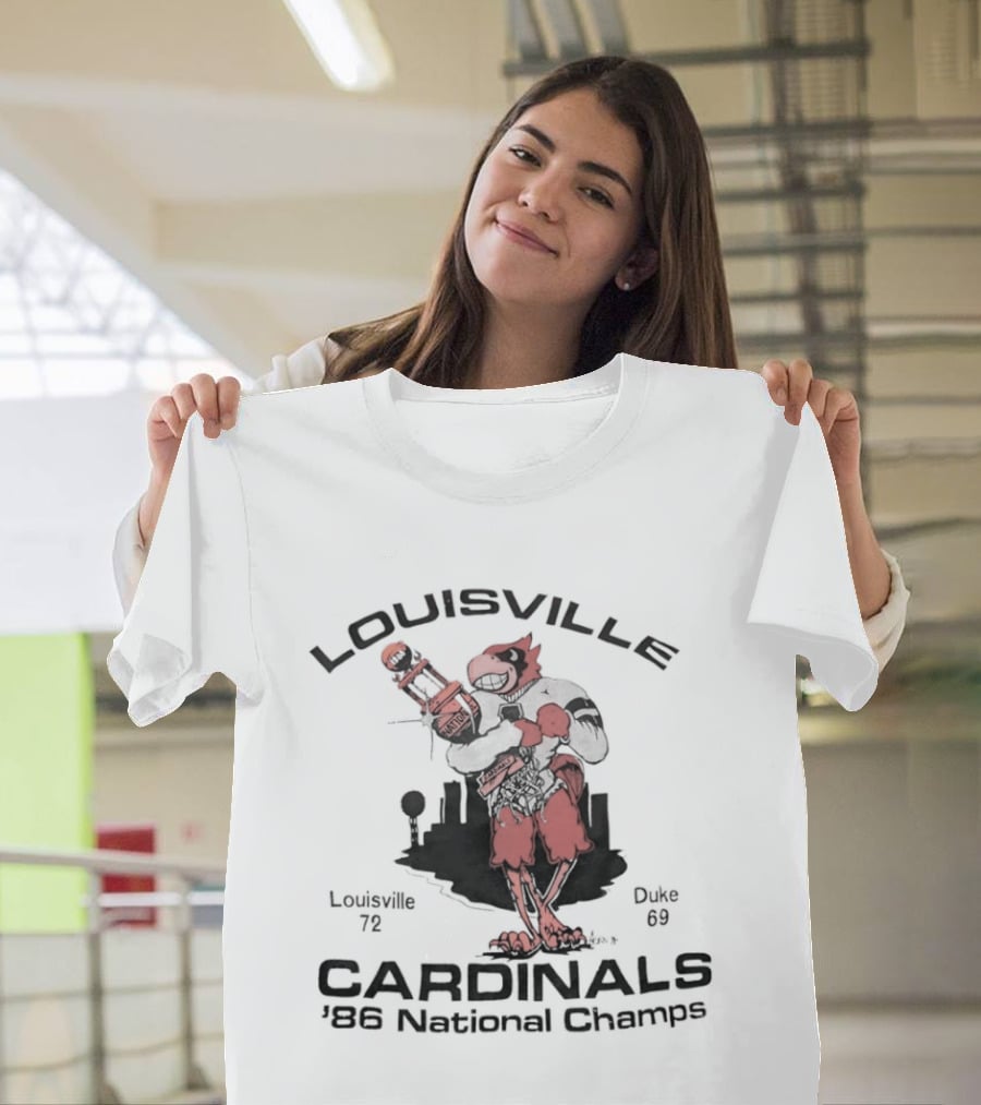 Louisville Cardinals 1986 National Champs Skyline Trophy T-Shirt