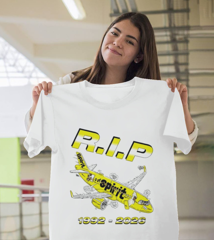 RIP Spirit Airlines 1992 2026 Yellow Plane Cartoon T-Shirt