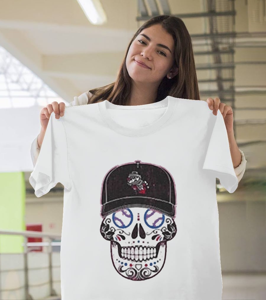 Rocket City Trash Pandas Sugar Skull Hat Baseball T-Shirt
