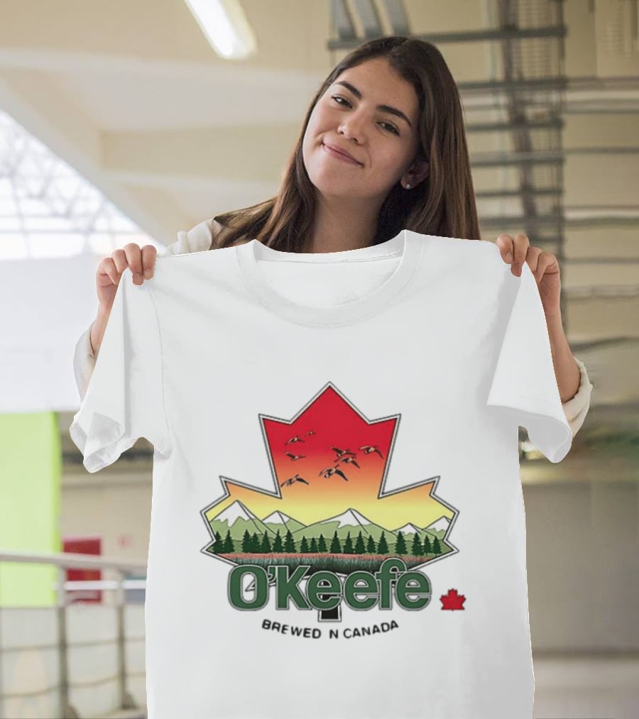 O'Keefe Brewed In Canada Maple Leaf Mountains And Geese T-Shirt