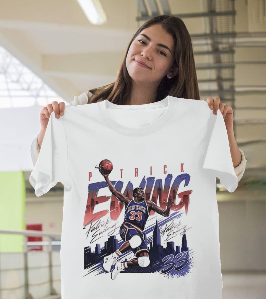 Patrick Ewing New York Knicks Skyline 33 T-Shirt