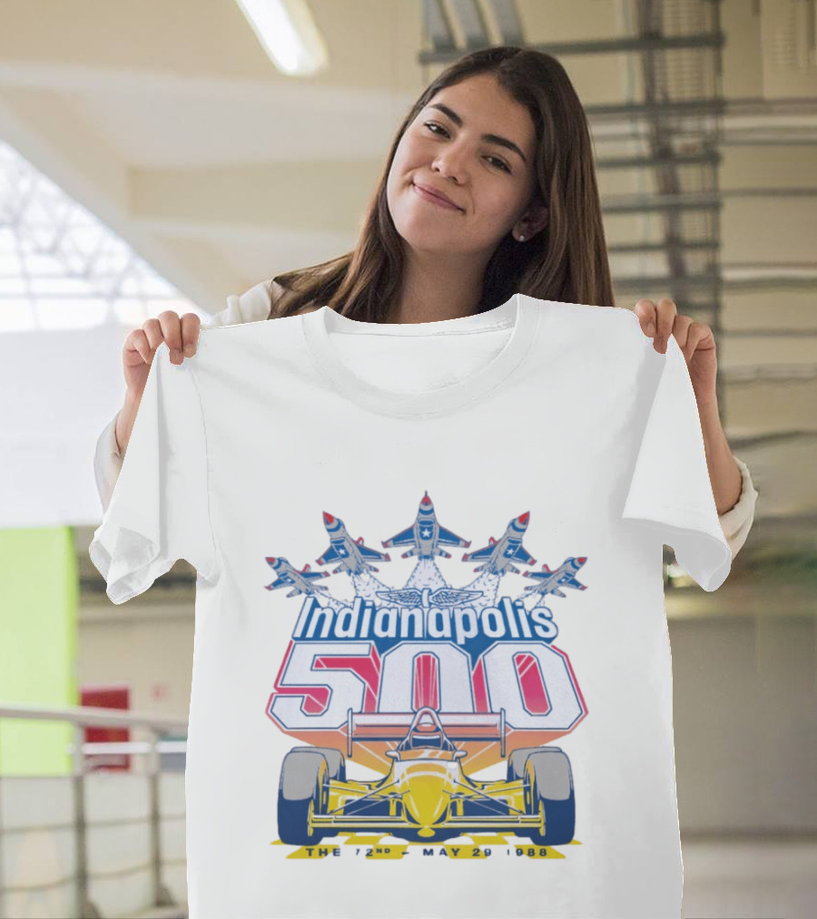 Indianapolis 500 May 29 1988 72nd Race Yellow Racecar And Blue Jets T-Shirt