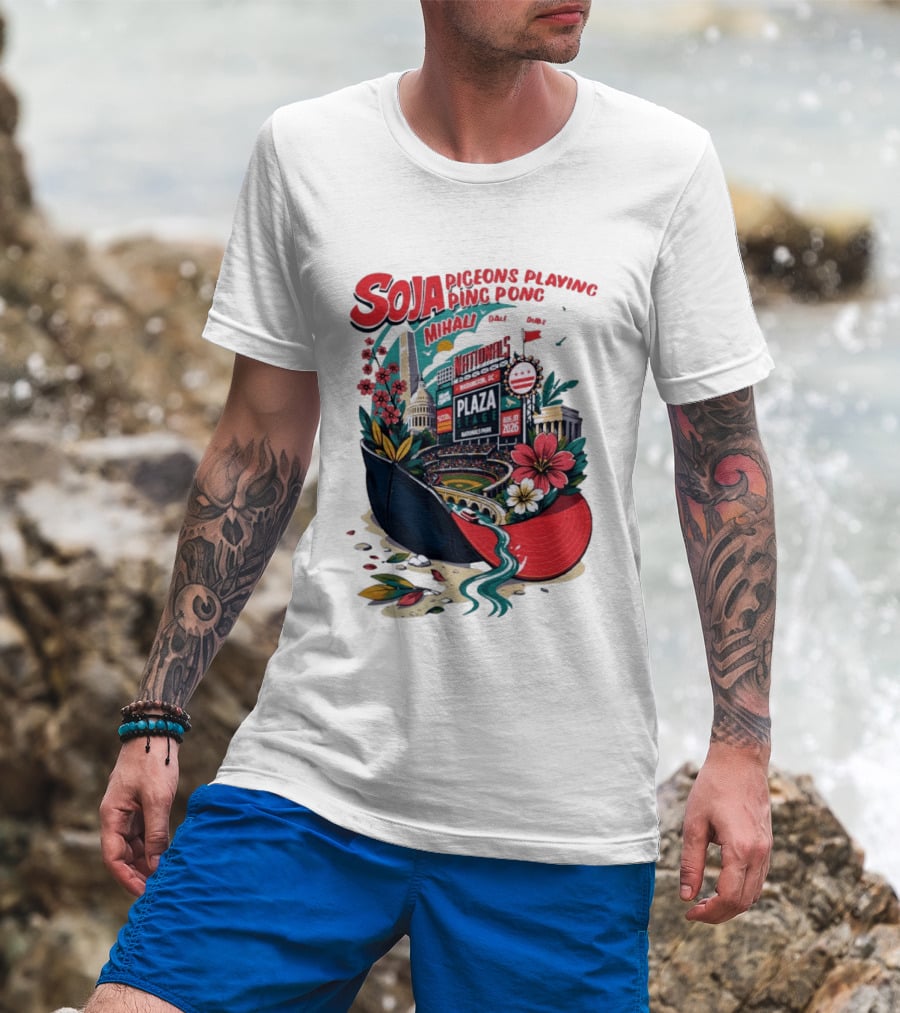 SOJA Pigeons Playing Ping Pong Mihali Nationals Park Plaza Stage DC August 1 2026 T-Shirt