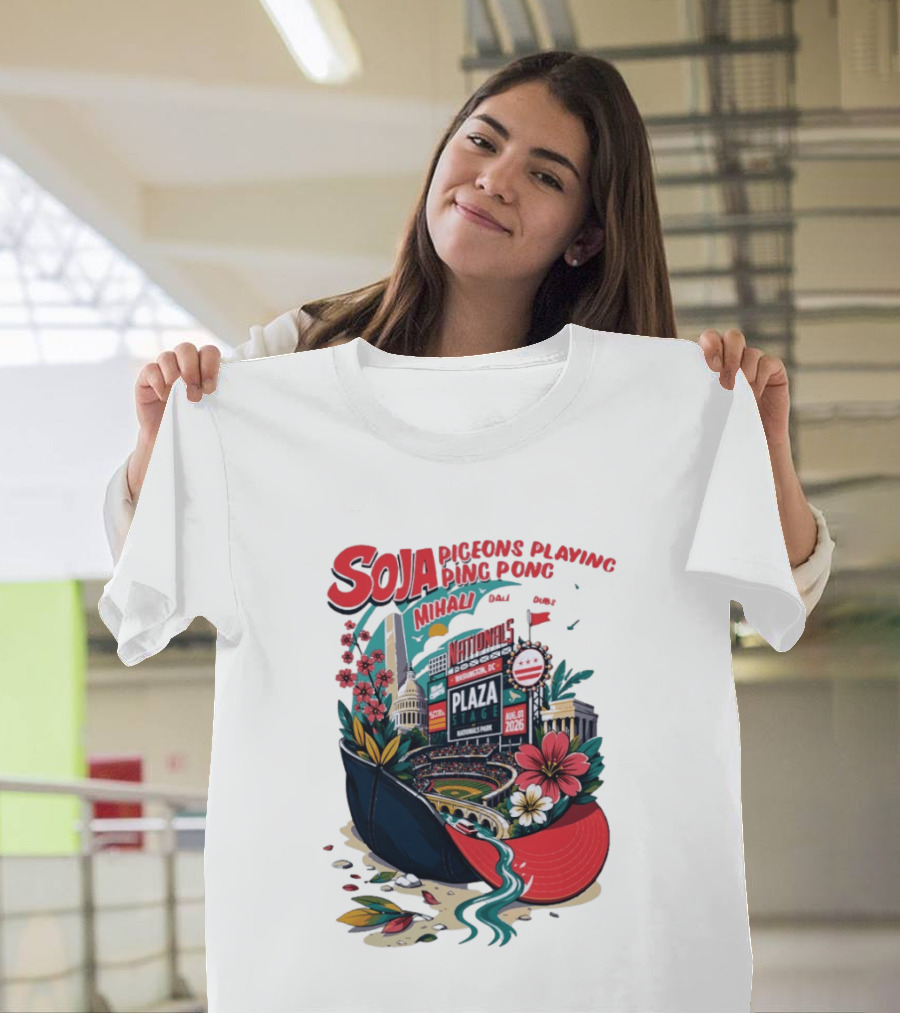SOJA Pigeons Playing Ping Pong Mihali Nationals Park Plaza Stage DC August 1 2026 T-Shirt