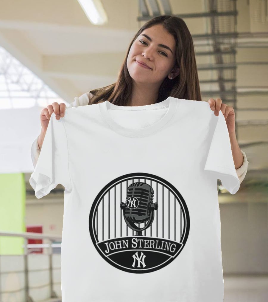 New York Yankees John Sterling Commemorative Patch With Microphone T-Shirt