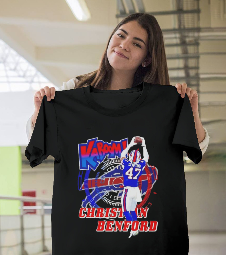 Kaboom Christian Benford 47 Buffalo Bills Football T-Shirt