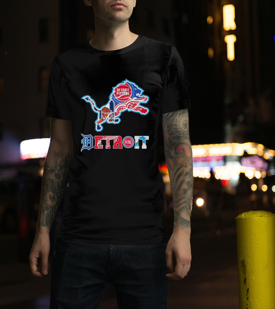 Detroit Lions Tigers Red Wings Pistons Sports Teams Dedication T-Shirt